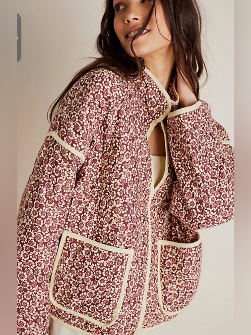 Free People Chloe Jacket Top Floral Print Quilted 🔥 Size L
